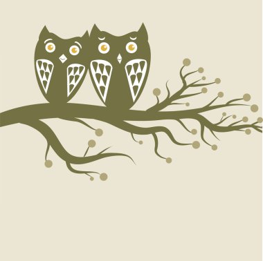 Owls couple clipart