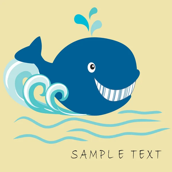 Cartão de saudação com baleia e lugar para texto — Vetor de Stock