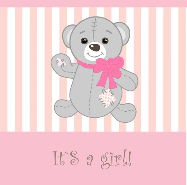 Baby girl annuncio di arrivo carta — Vettoriale Stock