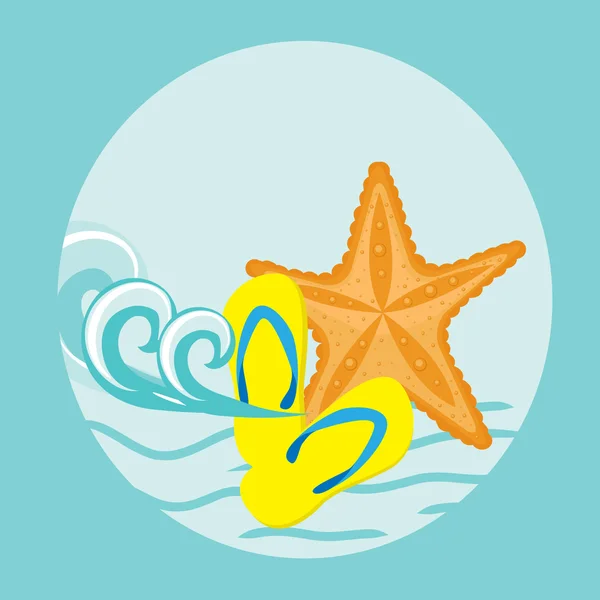 Étoile de mer. Carte d'été . — Image vectorielle