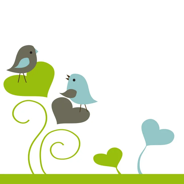 Coppia di uccelli innamorati. Illustrazione vettoriale — Vettoriale Stock