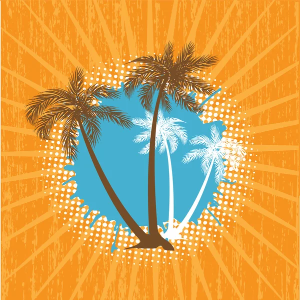 Grunge 夏天矢量背景与棕榈树 — 图库矢量图片