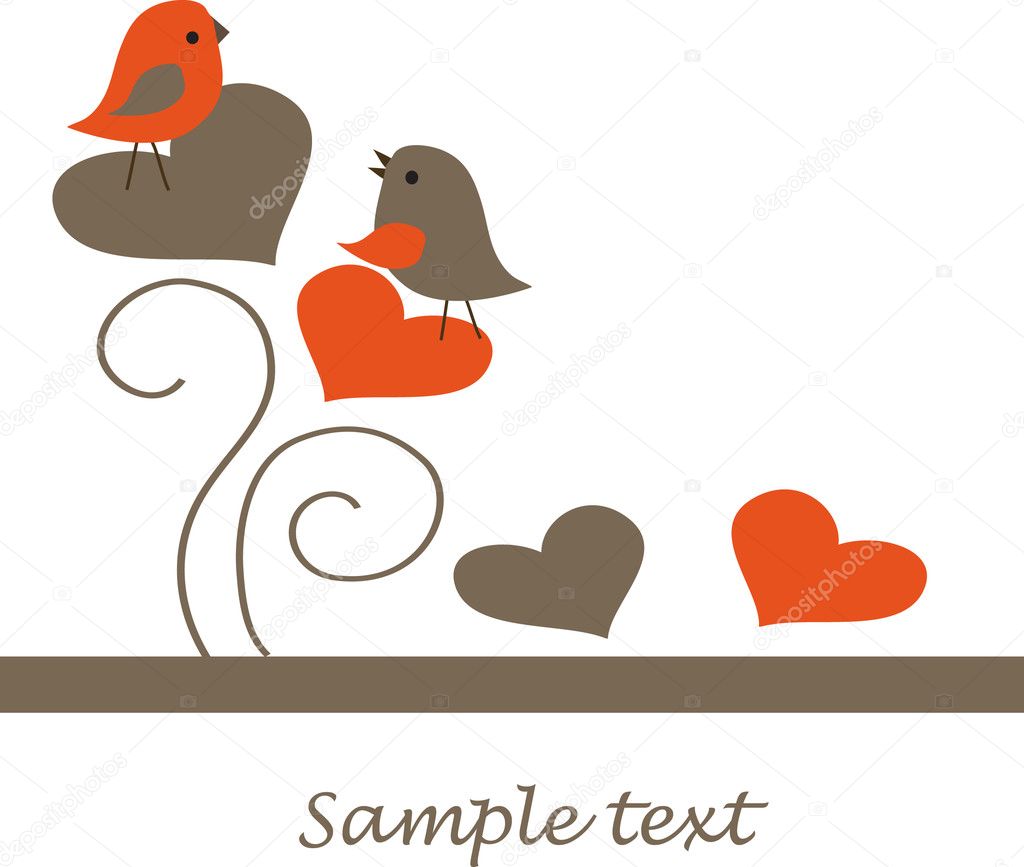 Birds couple in love. Vector illustration