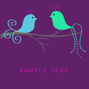 Abstract birds couple. Birds couple in love Vintage vector illustration. clipart