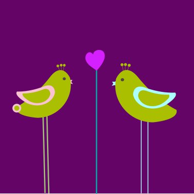 Abstract birds couple. Birds couple in love Vintage vector illustration. clipart