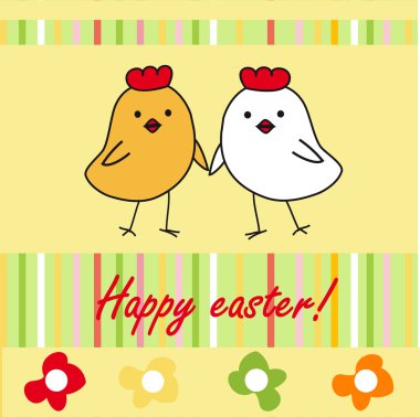 Easter birds couple. Birds couple in love Vintage vector illustration. clipart