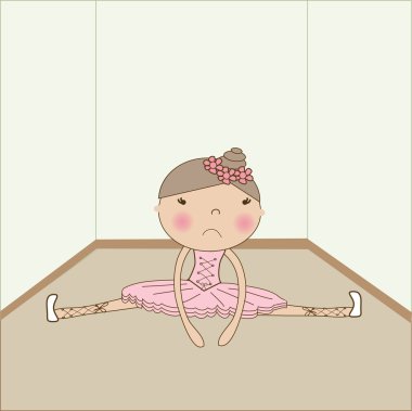 Cute sad ballerina fell on the floor. clipart