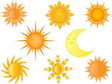 Set of sun and moon icons. clipart