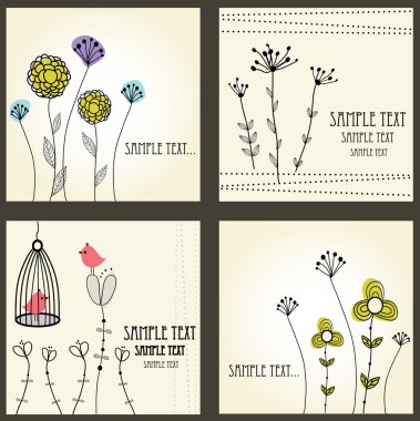 Retro floral cards set