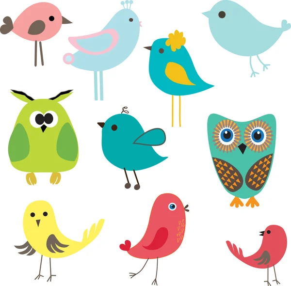 Ensemble de différents oiseaux mignons . — Image vectorielle