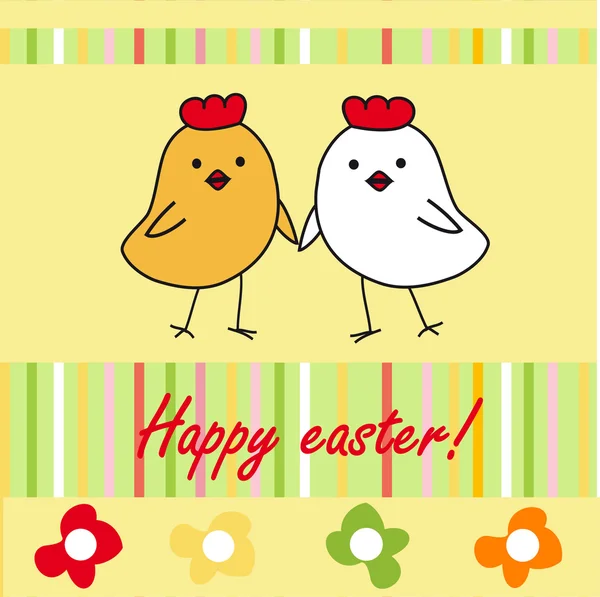 Easter birds couple. Birds couple in love Vintage vector illustration. — 스톡 벡터