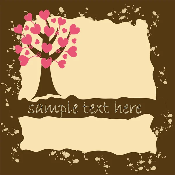 Grunge valentine`s card with love tree. — Stock Vector