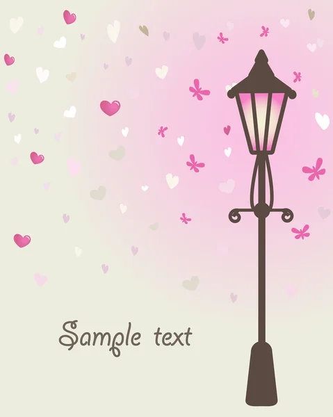 Valentine`s card with old street lamp. — 图库矢量图片