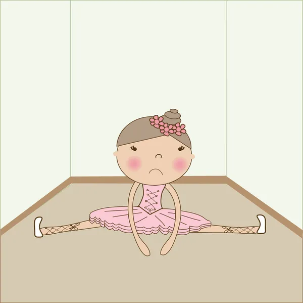 Carino triste ballerina caduto sul pavimento . — Vettoriale Stock