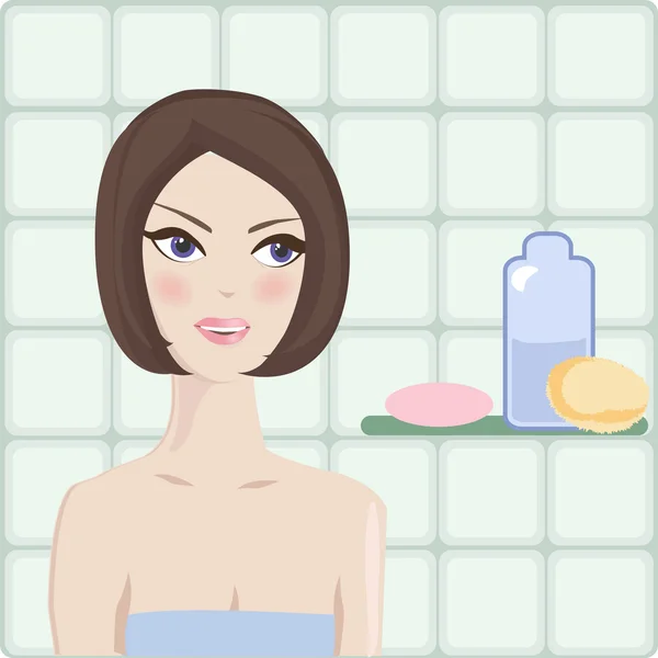 Όμορφη γυναίκα στο μπάνιο. — 图库矢量图片
