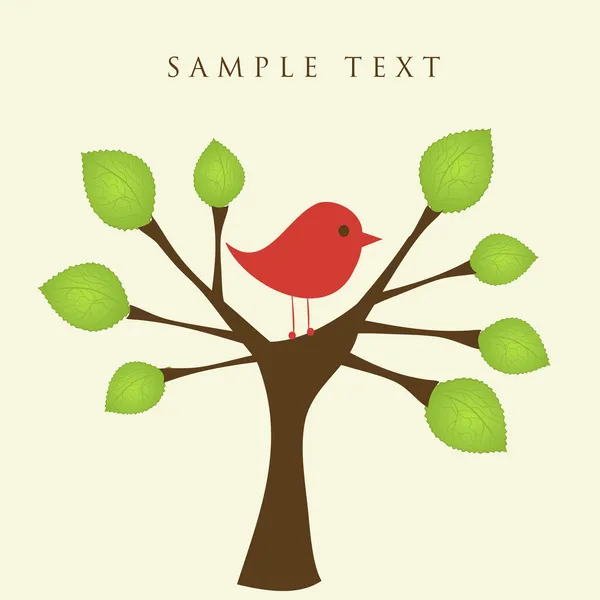 Uccello sull'albero. Vettore . — Vettoriale Stock