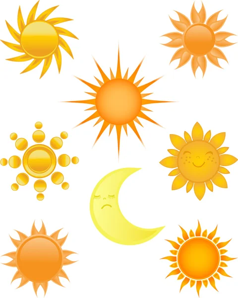 Conjunto de ícones do sol e da lua . —  Vetores de Stock