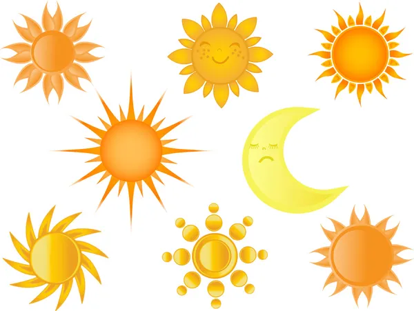 Set di icone del sole e della luna . — Vettoriale Stock