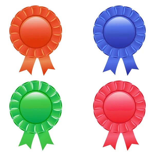 Award rosettes in four colour. Vector. — Stock Vector