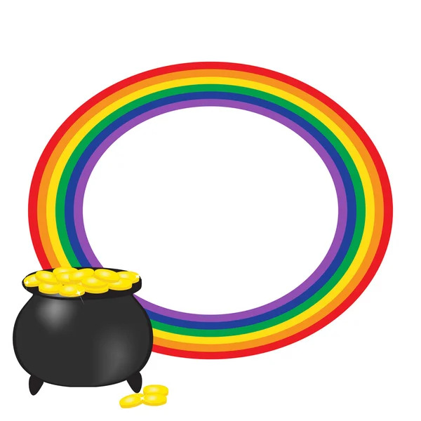 Rainbow ram med guld och pot.vector illustration — Stock vektor