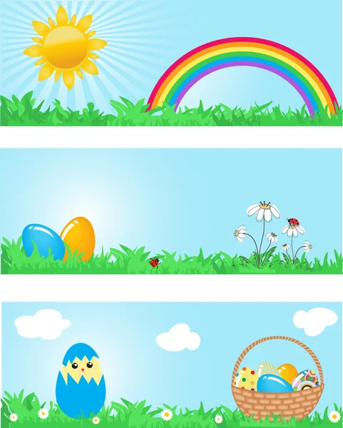 Set Retro tarjeta de Pascua. Ilustración vectorial . — Vector de stock