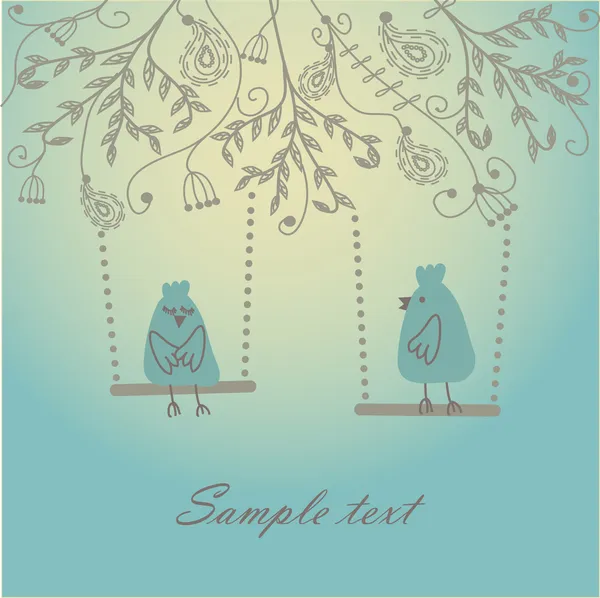 Abstract birds couple. Birds couple in love Vintage vector illustration. — Stock Vector