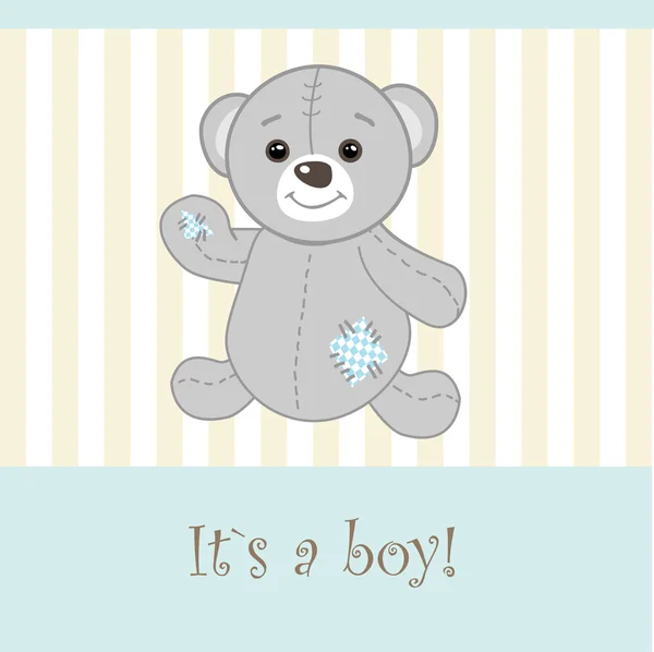 Carte d'annonce d'arrivée de bébé garçon. Illustration vectorielle . — Image vectorielle