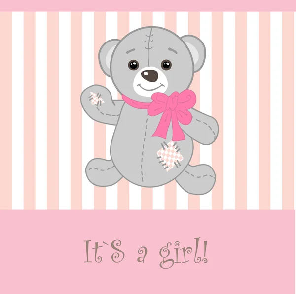 Baby girl annuncio di arrivo card. Illustrazione vettoriale . — Vettoriale Stock