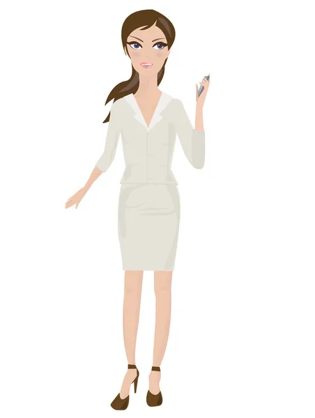 Beautidul business woman with telephone. — Stock Vector