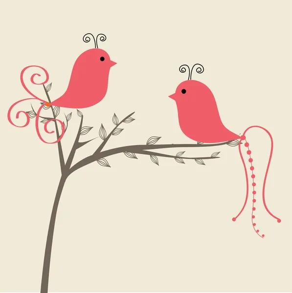 几个抽象的鸟。鸟类夫妇在爱复古矢量图. — 图库矢量图片#