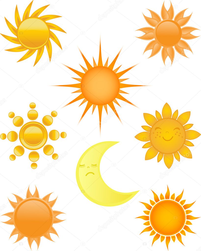 Set of sun and moon icons. — Stock Vector © mcherevan #3841511