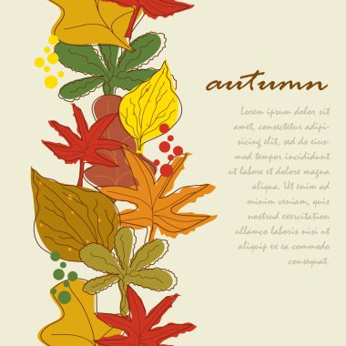 Vertical seamless border with autumn leaves background. clipart