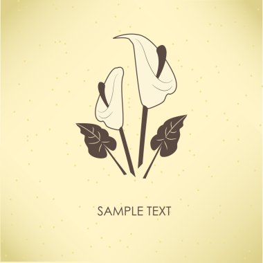 Vintage greeting card with calla lily flower. clipart