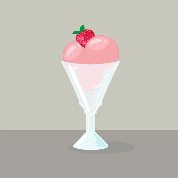 玻璃碗冰淇淋。复古矢量卡 — 图库矢量图片