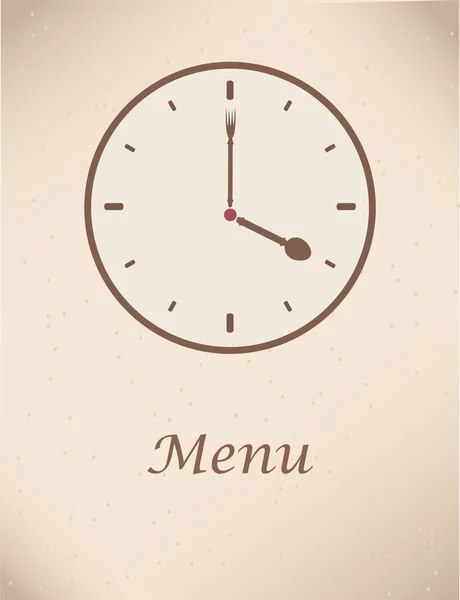 Icono del reloj. Diseño para folleto de la cafetería — Vector de stock