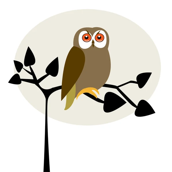 Симпатичная сова на дереве — стоковый вектор