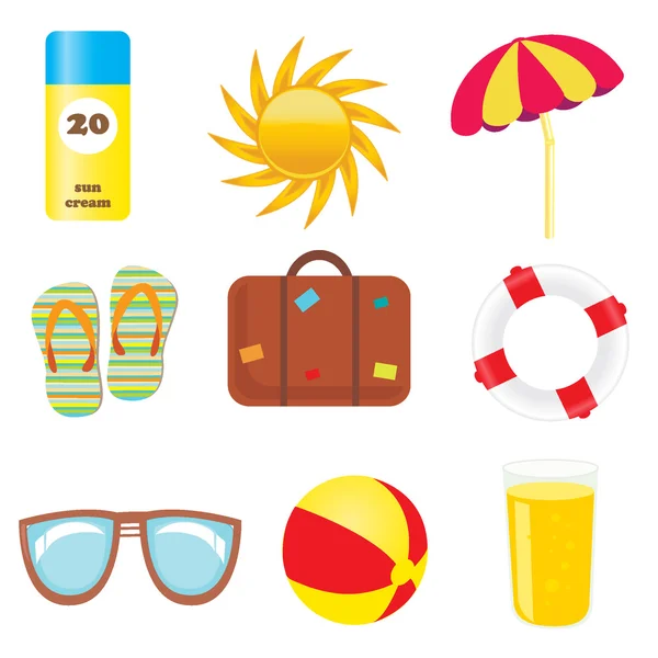Conjunto de ícones de praia e verão —  Vetores de Stock