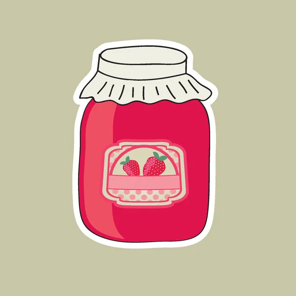Jar with strawberry jam, vector illustration — Stock Vector