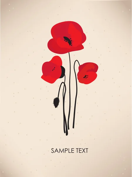Carte de vœux vintage avec fleur de pavot . — Image vectorielle