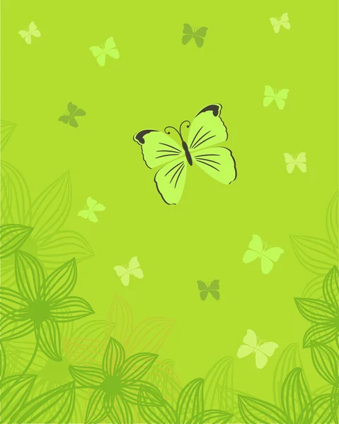 Vintage ευχετήρια κάρτα με κεράσι άνθη και πεταλούδα. διάνυσμα illustratio — Διανυσματικό Αρχείο