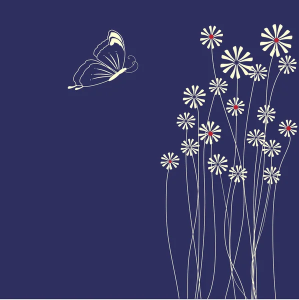 Carte florale avec papillon — Image vectorielle