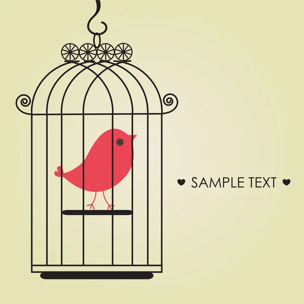 Oiseau mignon en cage à oiseaux — Image vectorielle
