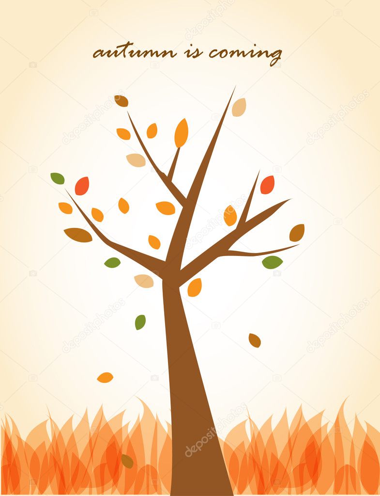 Autumn tree. Vector background