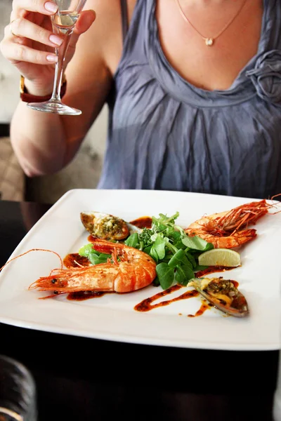 stock image Fried prawn in a restaurant