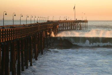 Ocean Wave Storm Pier clipart