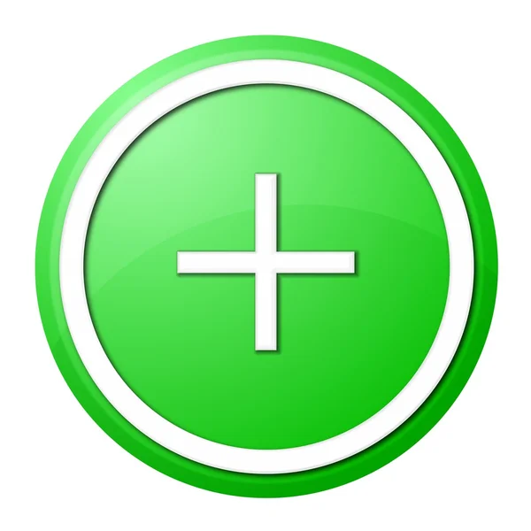 Зелёная кнопка плюс — стоковое фото