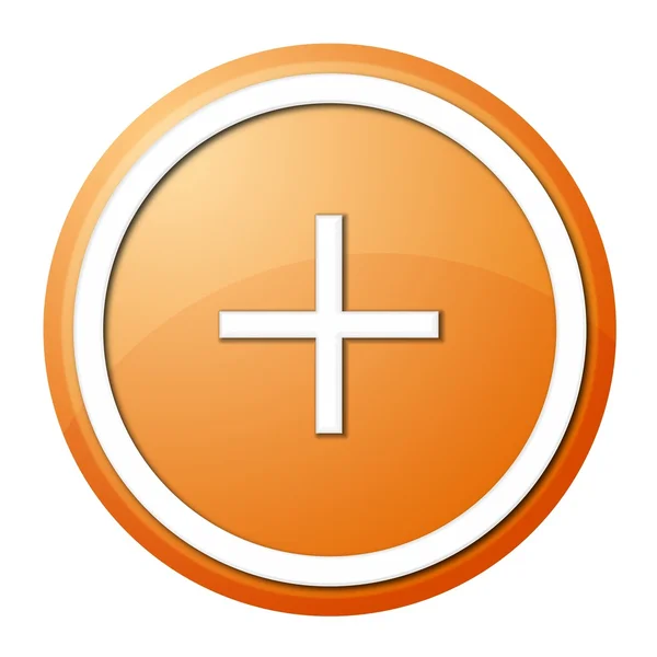 Orange plus button — Stock Photo, Image