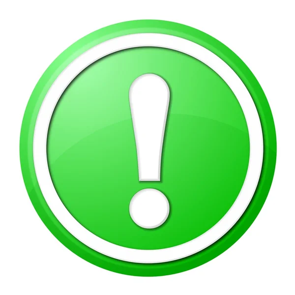 Зеленая кнопка восклицательного знака — стоковое фото