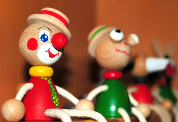 stock image Cheerful wooden clown toy