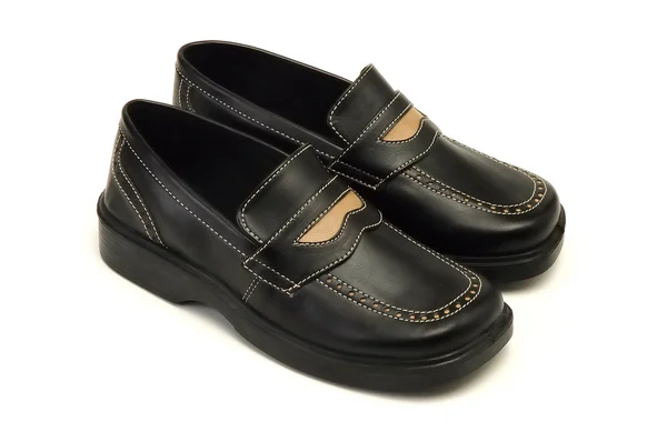 Schwarze Schuhe mit Schnürsenkeln — Stockfoto